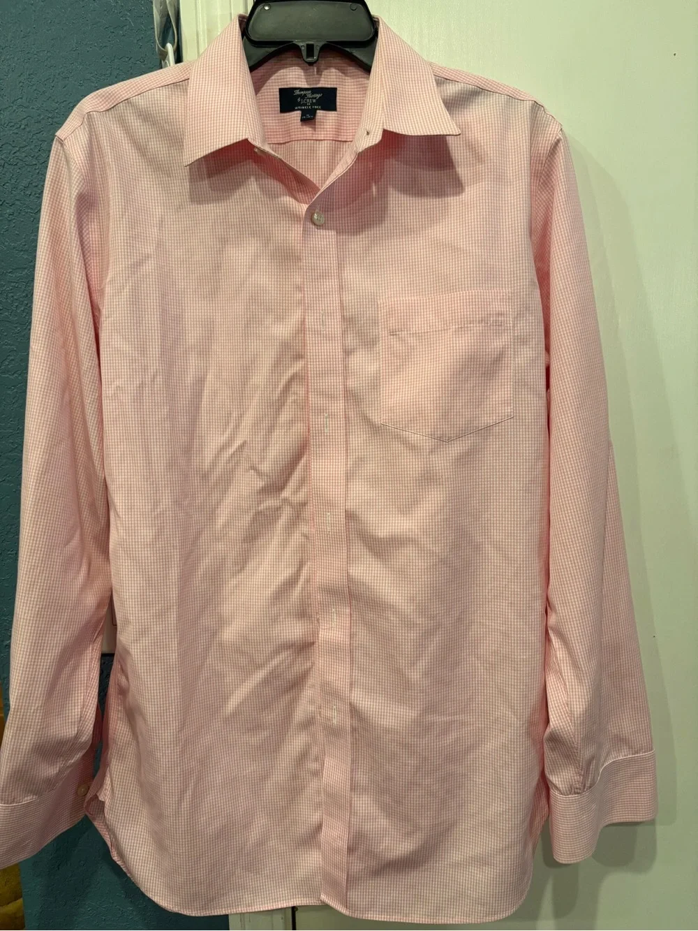 J. Crew Pink Micro-Check Long Sleeve Dress Shirt 80’s2ply